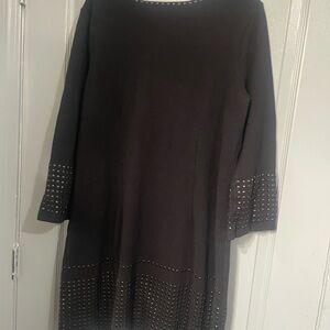 NIC+ZOE Black Long Sleeve Crew Neck Sweater Dress